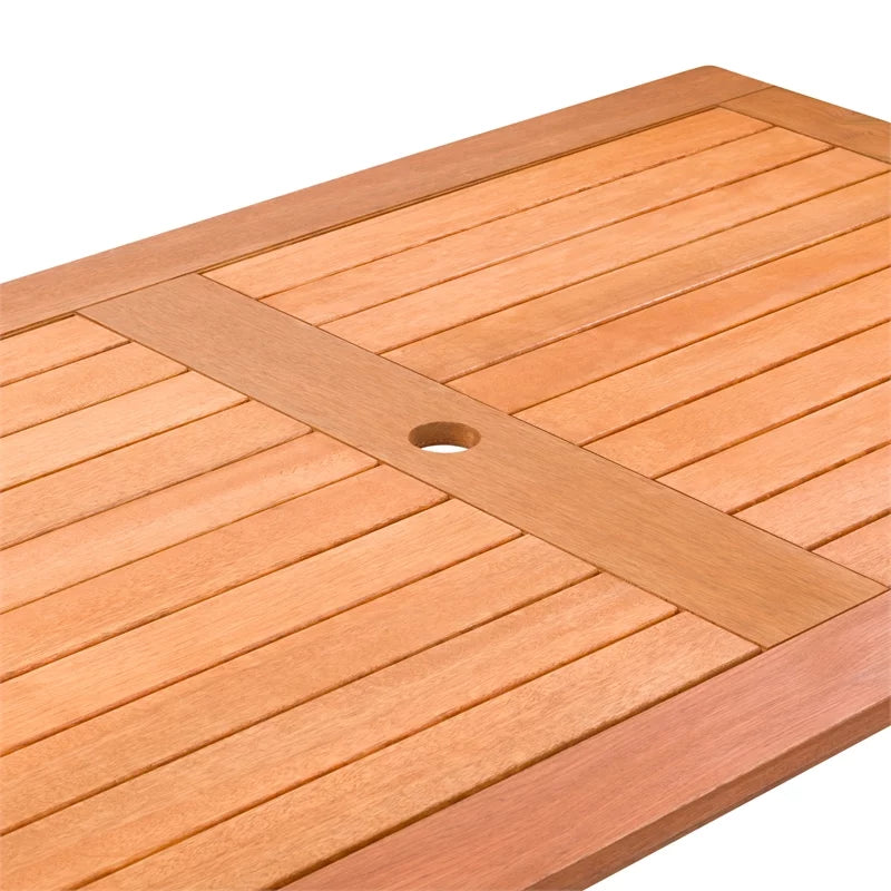 Natural Hard Wood Outdoor Dining Set 7pc D876