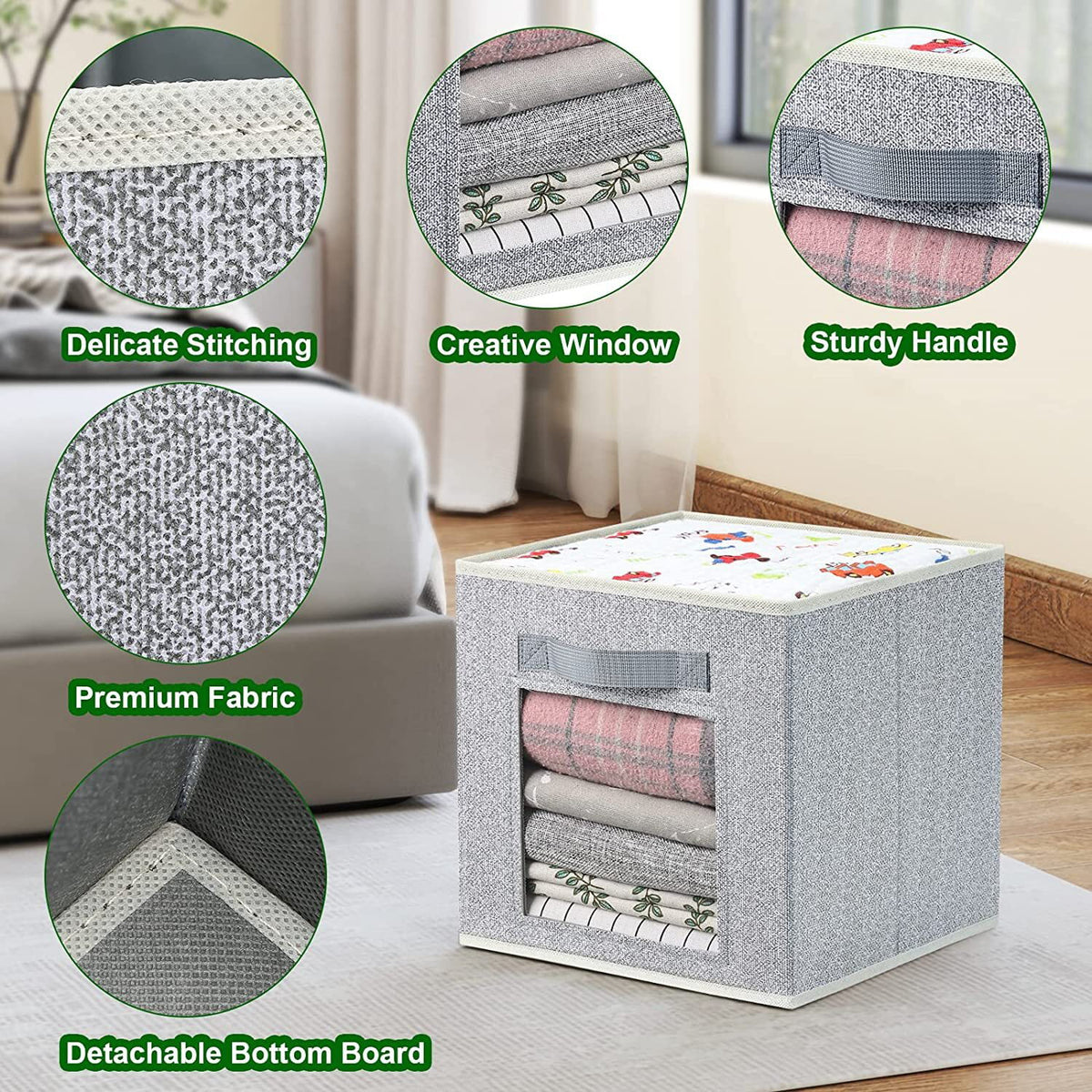 11 Inch Fabric Storage Cubes with Window, 6 Packs P32394