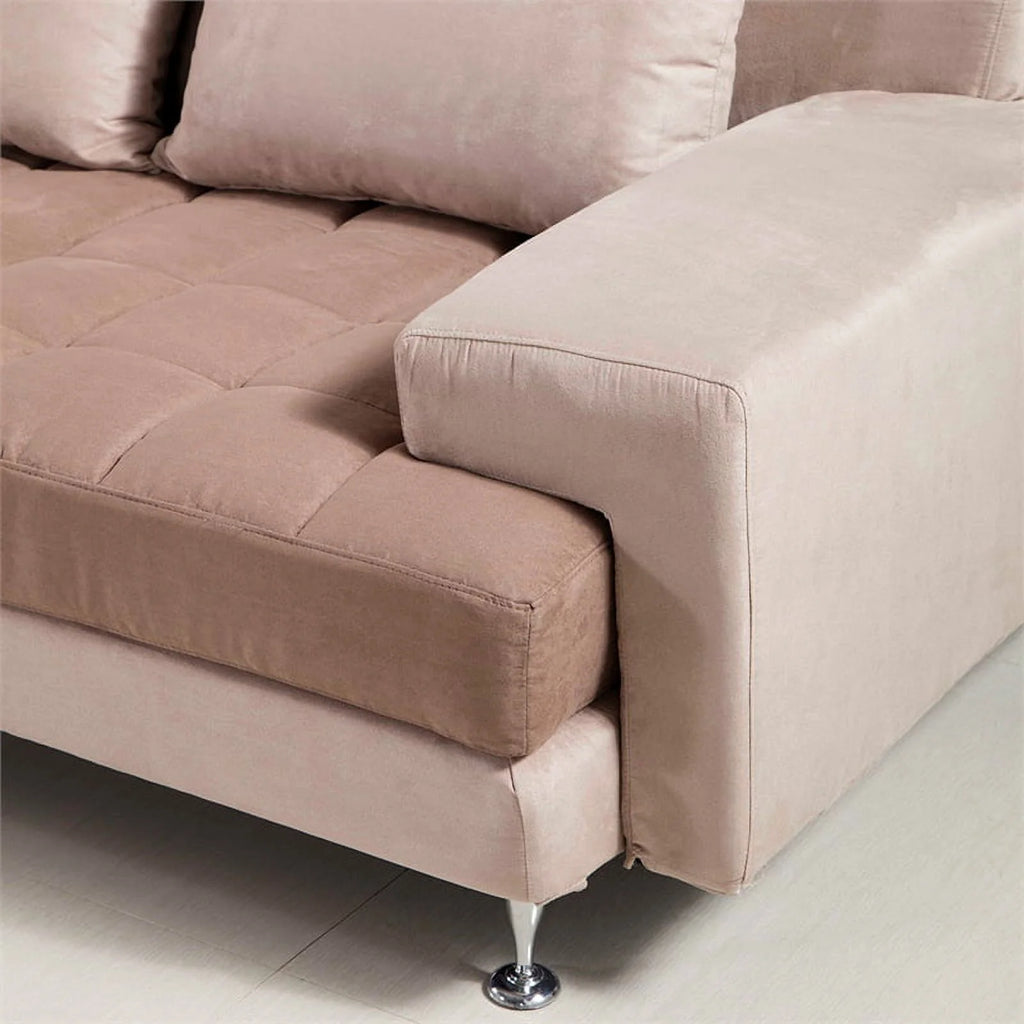 Light Brown Microfiber Sectional Chaise L232