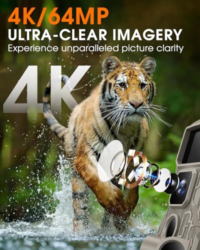 WiFi 4K 64MP Trail Camera with Night Vision IP67 Waterproof J585
