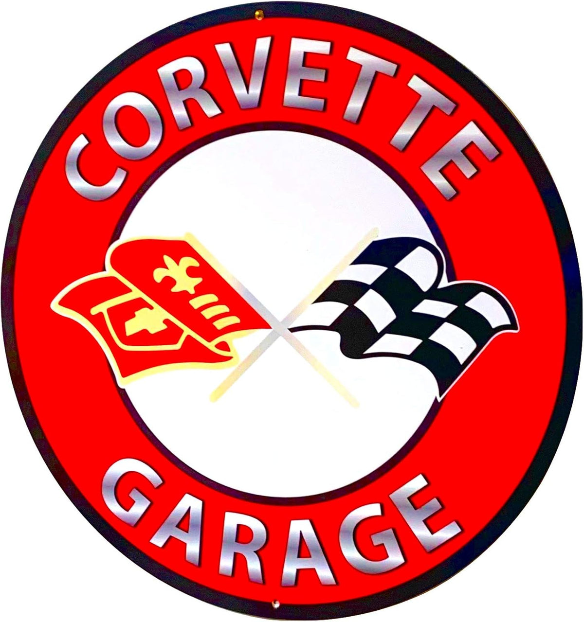 Vintage Red Aluminum Garage Sign Pack of 2 G39682
