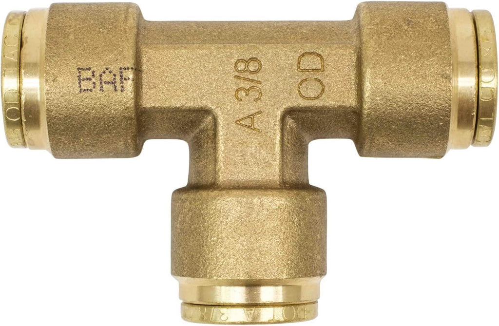 Brass Push to Connect Union Tee Air Brake Tube Fitting, 1/4" Tube OD (5 Pack) P5658