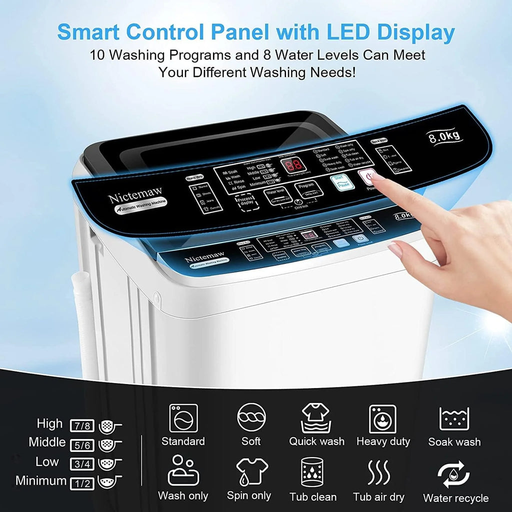 Portable 17.8lbs Fully-Automatic Washing Machine E8554
