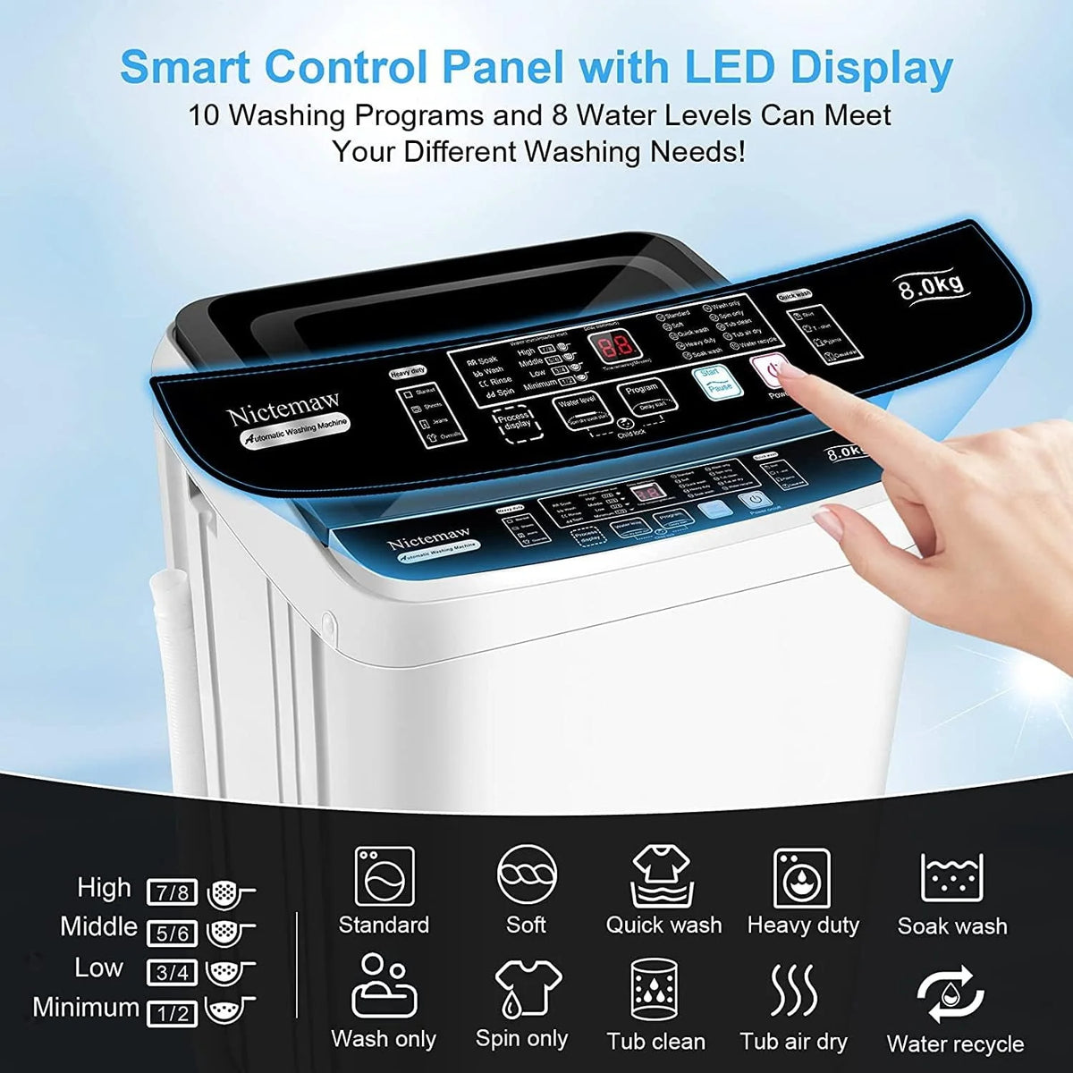 Portable 17.8lbs Fully-Automatic Washing Machine E8554