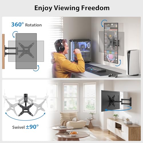 Full Motion TV Monitor Wall Mount Bracket Articulating Arms Swivel Tilt for 13-42 Inch LED LCD Flat Curved Screen TVs Q586785