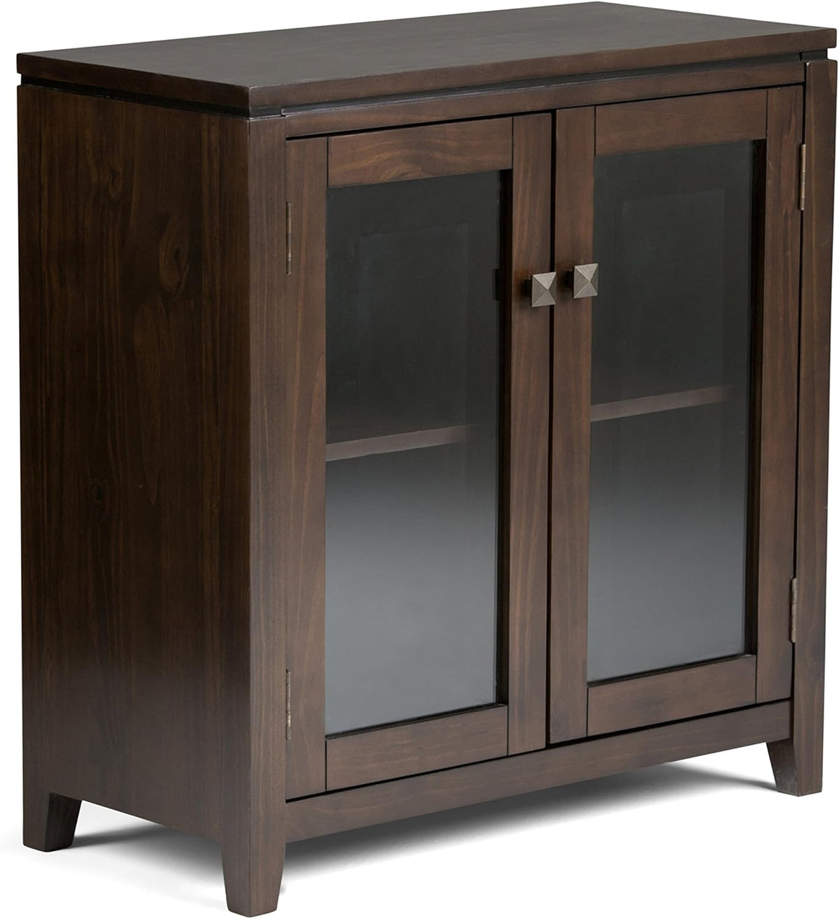 Farmhouse Grey 30 inch Low Storage Cabinet with 2 Tempered Glass Doors Y267