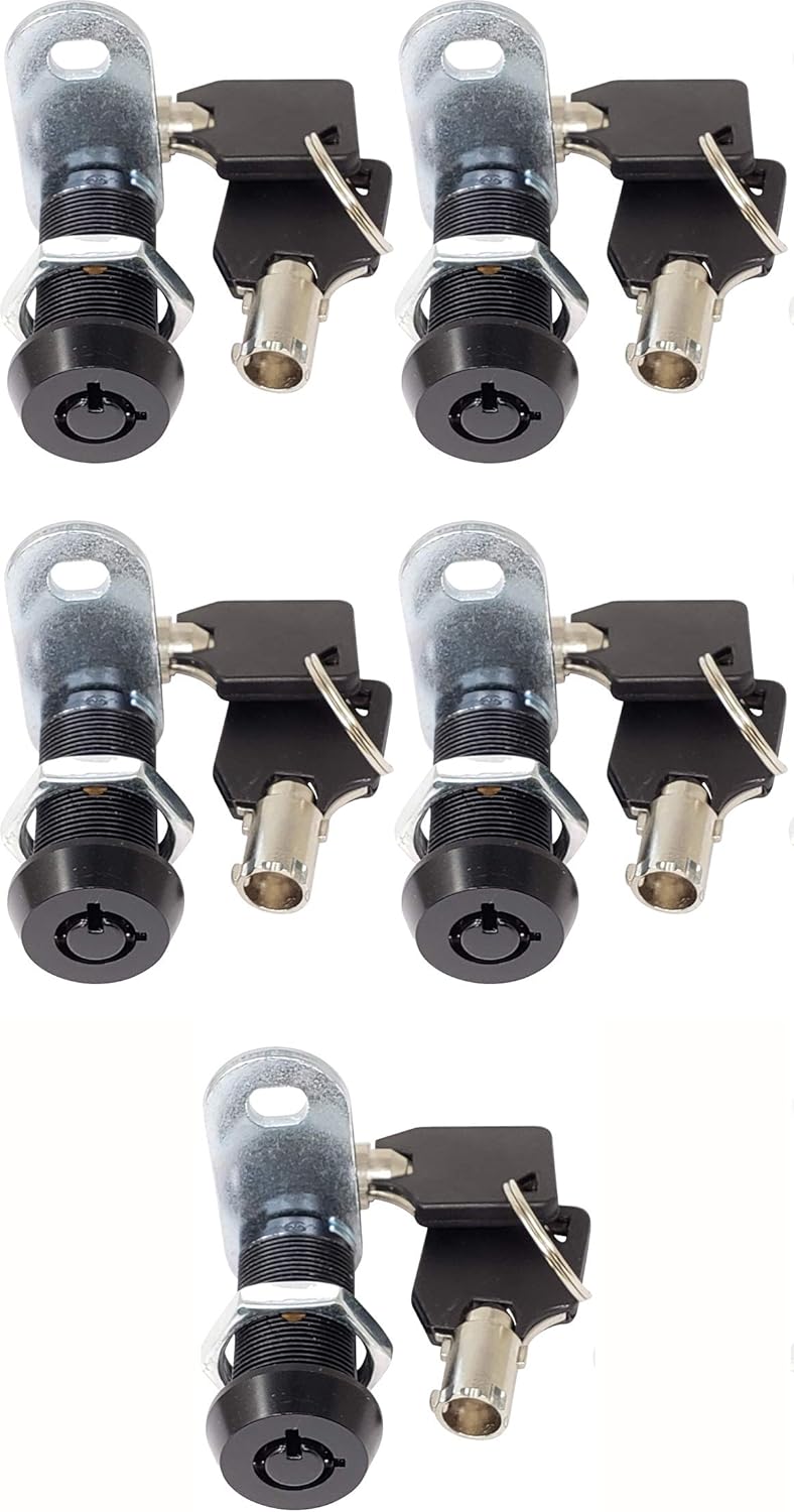 5/8” Tubular Cam Lock, Keyed Alike Removable Key, Chrome, Pack of 5 Y66193