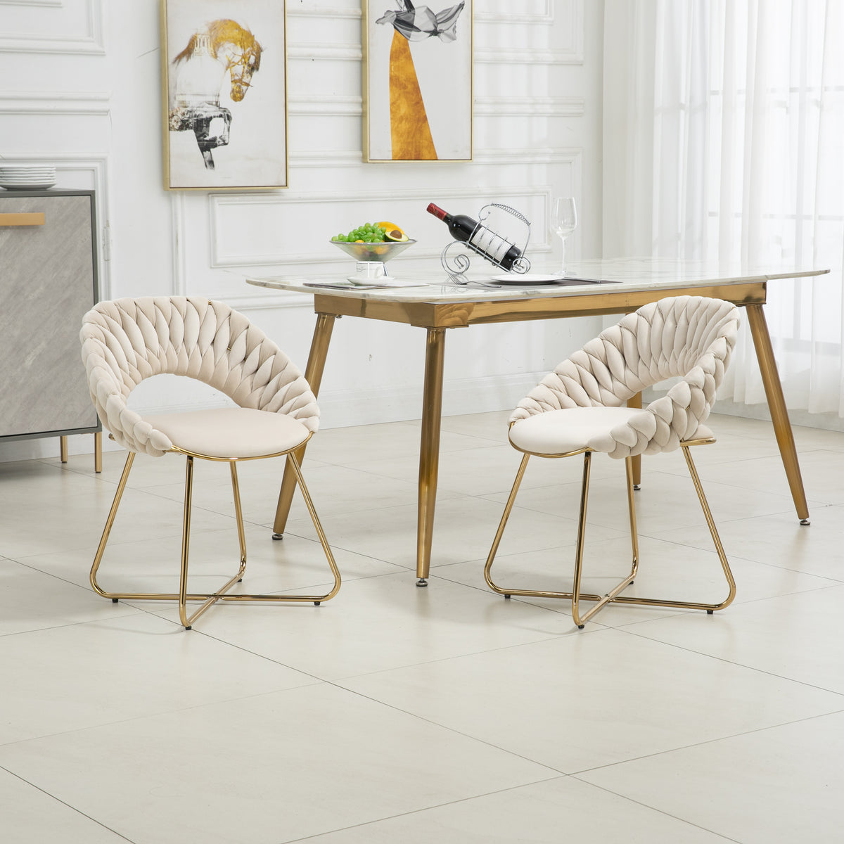 Velvet Accent Chairs Set of 2 with Gold Legs E1283