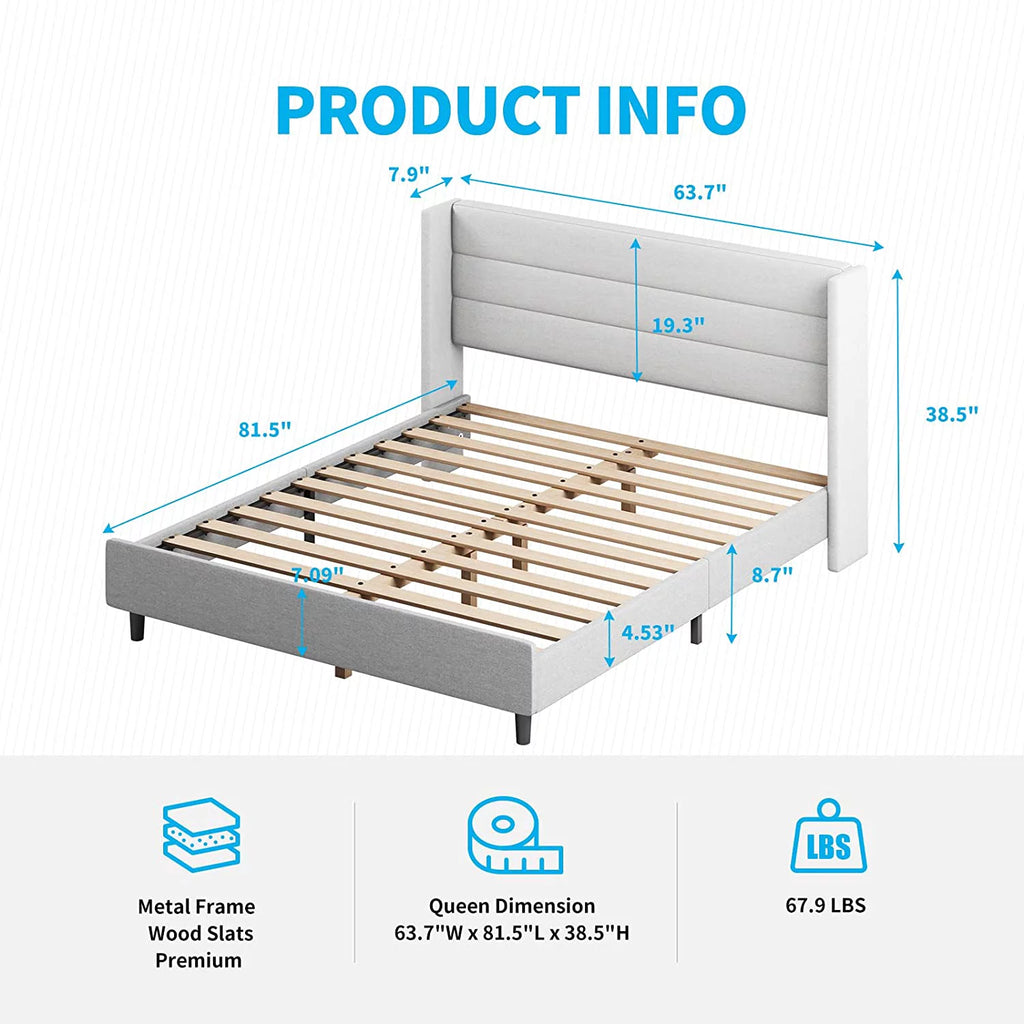 Full Size Platform Bed Frame with Headboard N8596