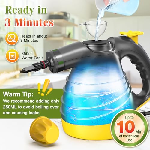 1050W Handheld Pressurized Steam Cleaner with 9 Accessories I349
